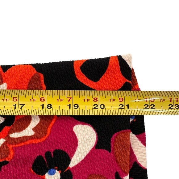 ECI New York Floral A-Line Skirt Large Black/Orange/Pink Stretch Mod Retro Artsy - Picture 4 of 13